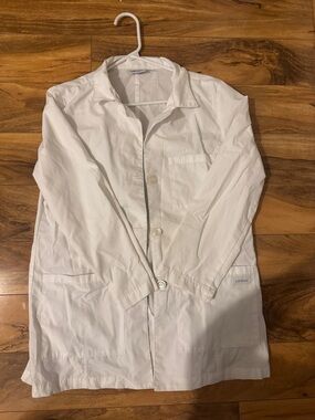 Landau White Medical Lab Jacket with Front Pockets